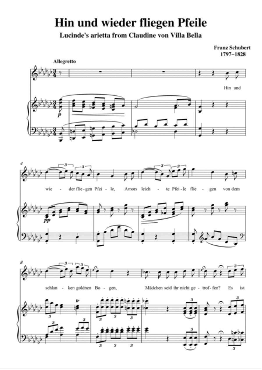 Schubert-Hinund wieder fliegen Pfeile in bG for Vocal and Piano Voice scores gallery preview page 2