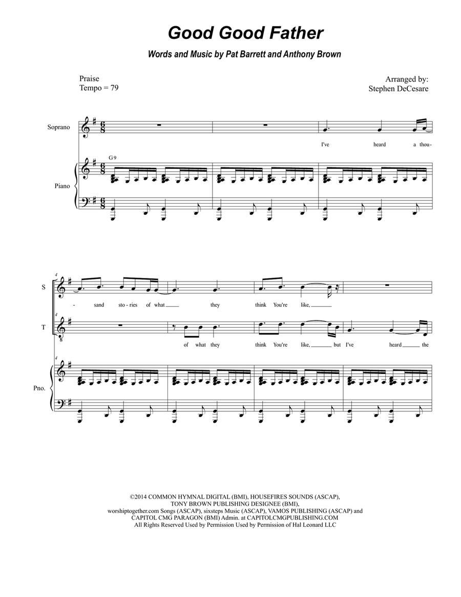 Good Good Father Choir scores gallery preview page 1