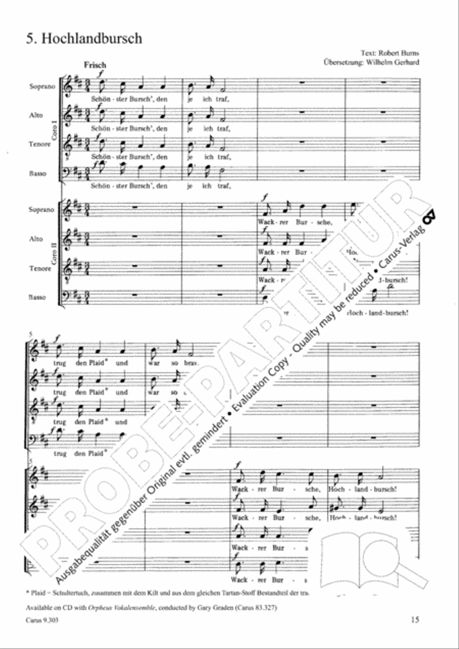Funf Lieder von Robert Burns op. 55 Choir scores gallery preview page 15