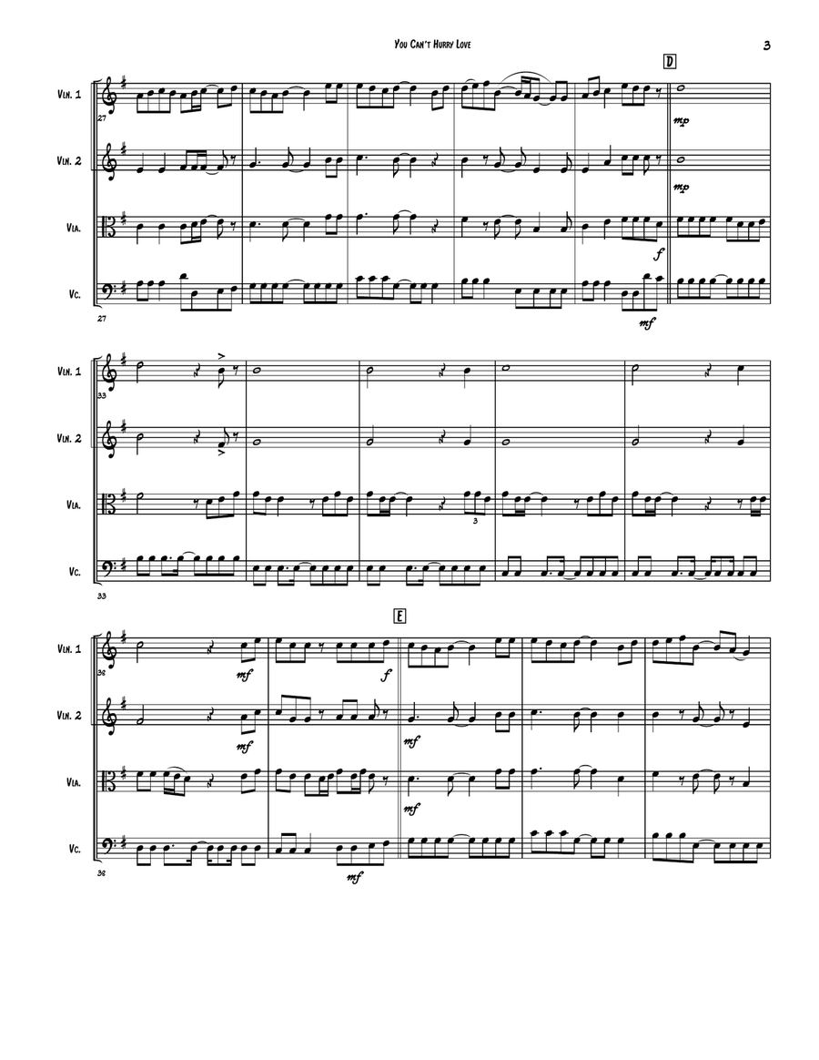 You Can't Hurry Love You Can't Hurry Love String Quartet scores gallery preview page 3