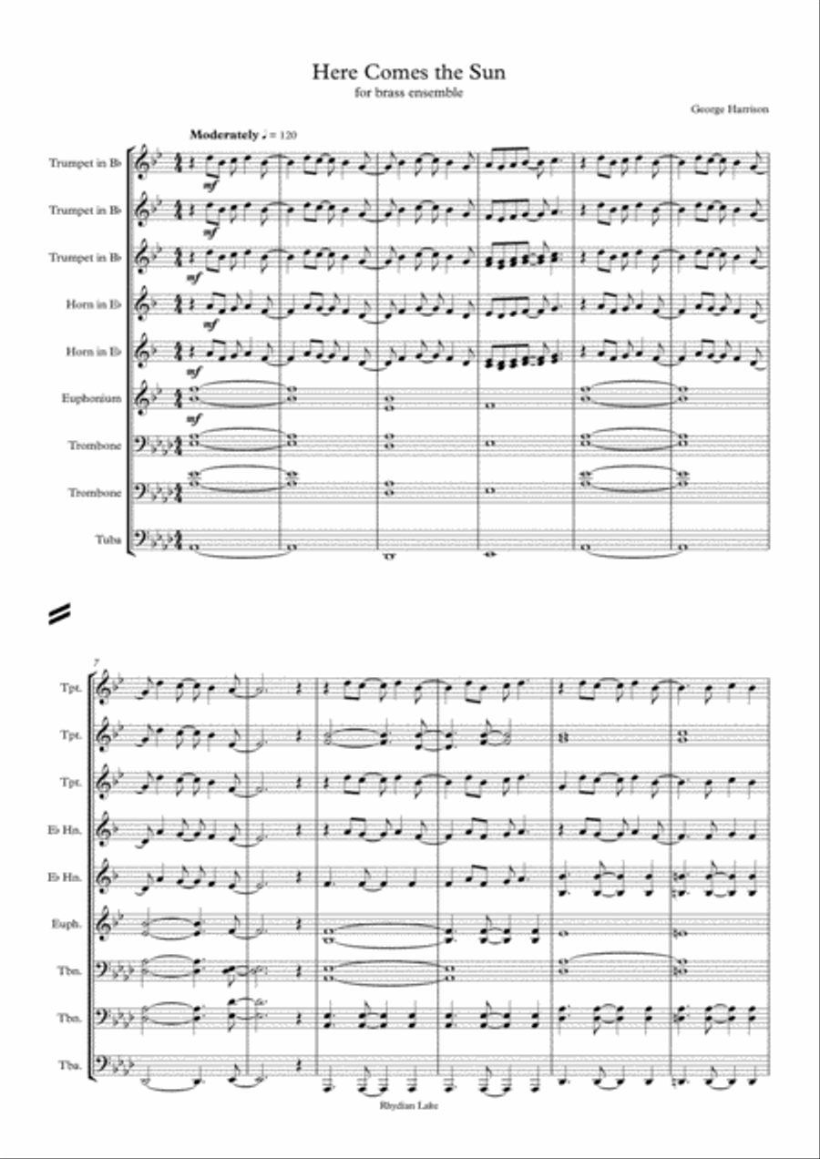 Here Comes The Sun Brass Ensemble scores gallery preview page 1