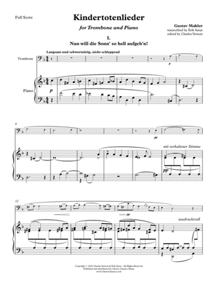Kindertotenlieder for Tenor or Bass Trombone and Piano accompaniment