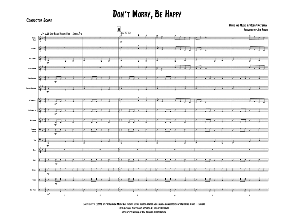 Don't Worry, Be Happy Marching Band scores gallery preview page 1