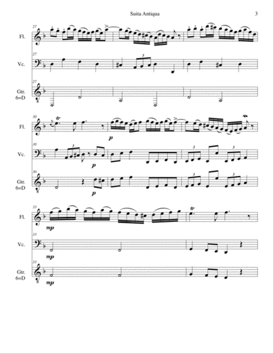 Suita Antiqua for flute, guitar and cello Flute scores gallery preview page 3