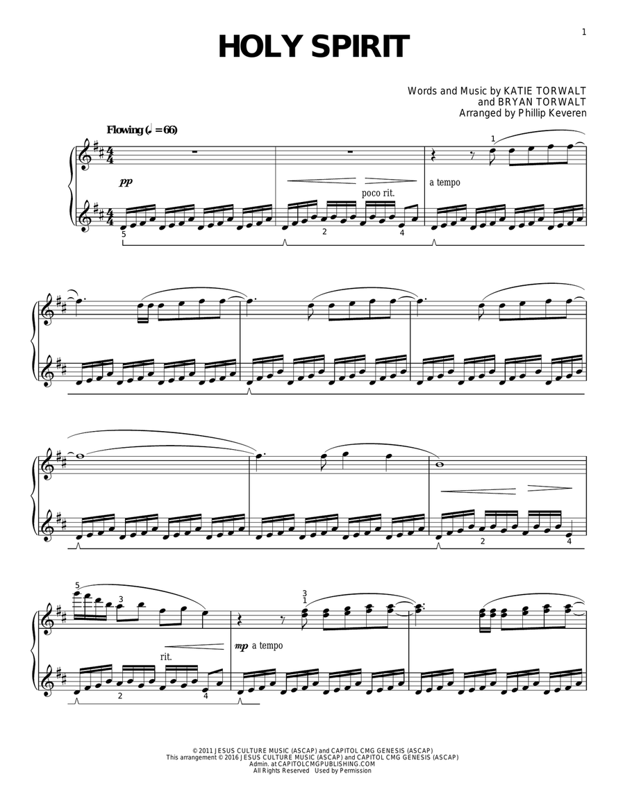Holy Spirit (arr. Phillip Keveren) Piano Solo scores gallery preview page 1