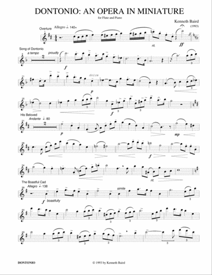 Dontonio: An Opera in Miniature for Flute and Piano Flute Solo scores gallery preview page 2