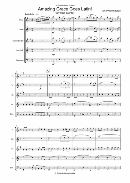 Amazing Grace Goes Latin! (Wind Quintet) - Score image number null