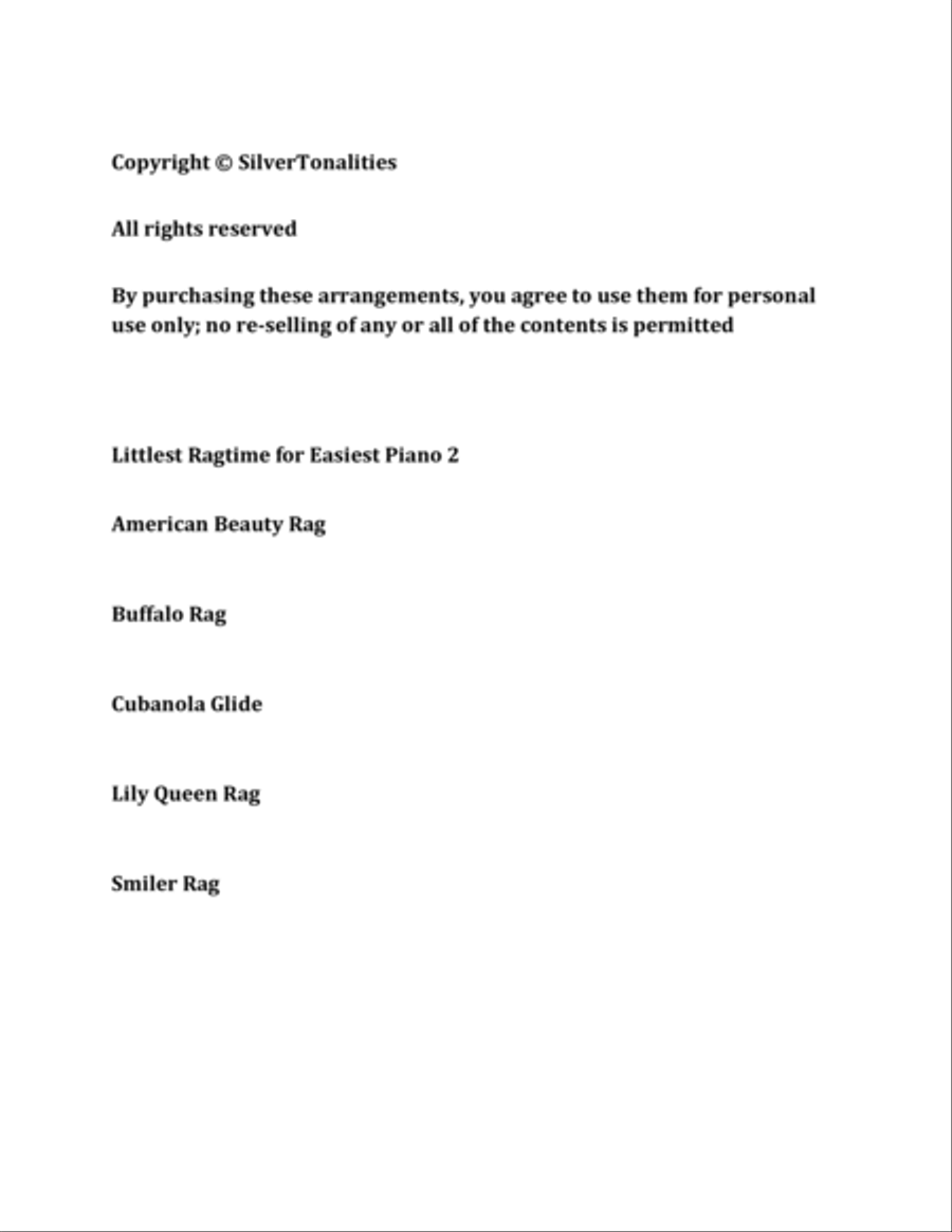 Littlest Ragtime for Easiest Piano 2 Sheet Music Easy Piano scores gallery preview page 2