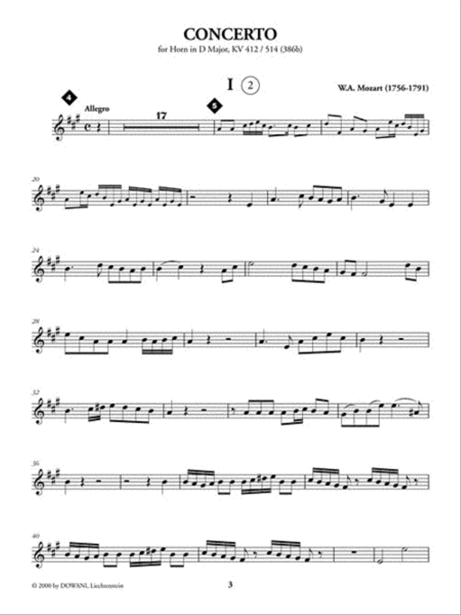 Horn Concerto in D Major, K412/514 Horn Solo scores gallery preview page 4