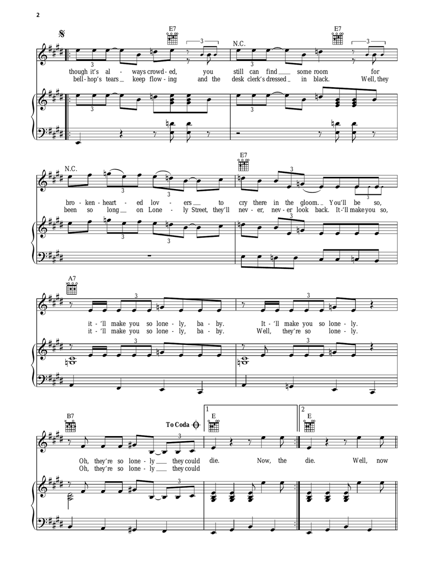 Heartbreak Hotel Piano, Vocal, Guitar scores gallery preview page 2
