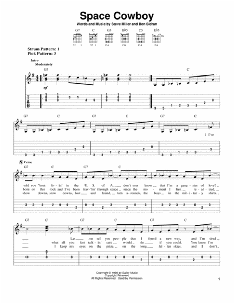 Space Cowboy Acoustic Guitar scores gallery preview page 1