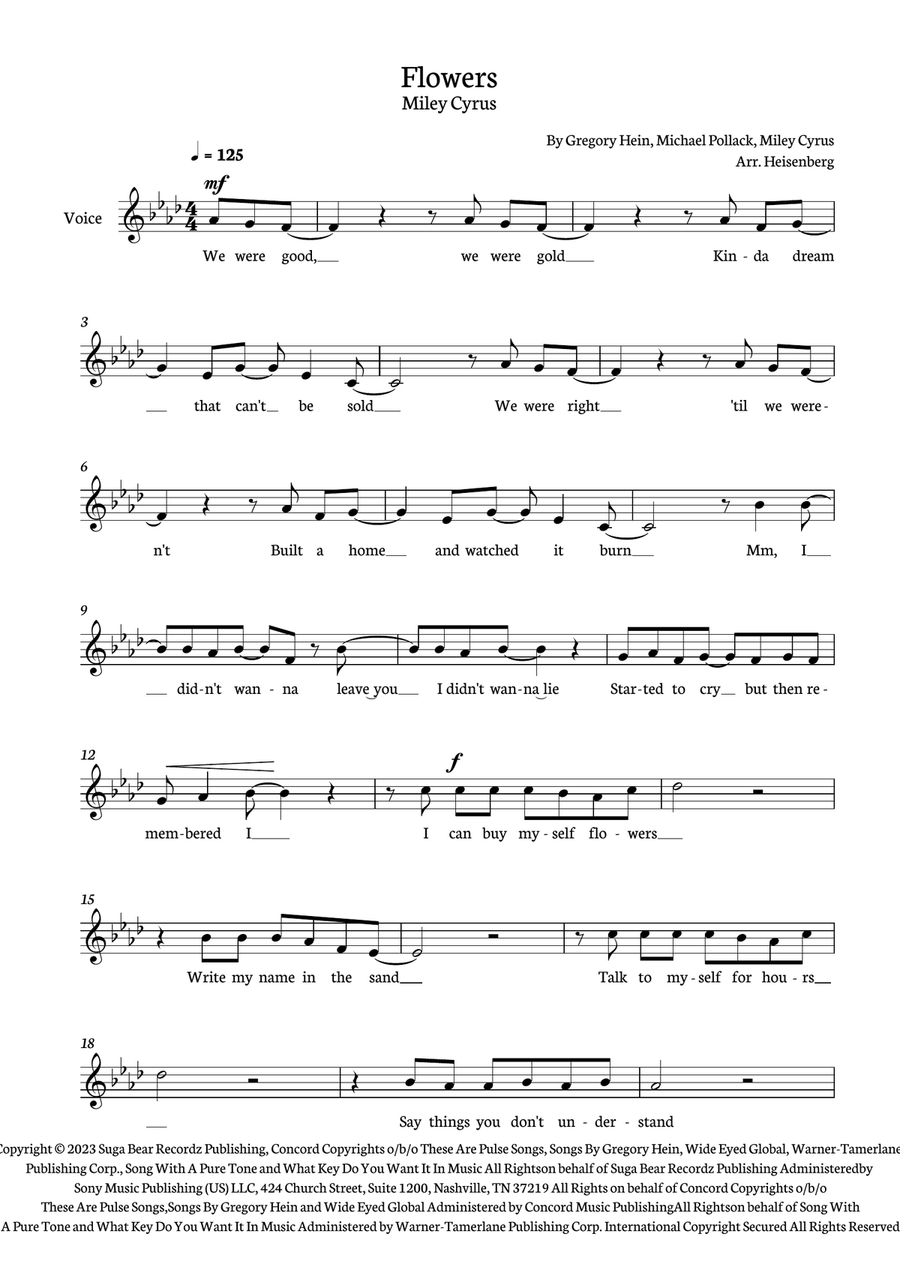 Flowers Flowers Piano scores gallery preview page 1