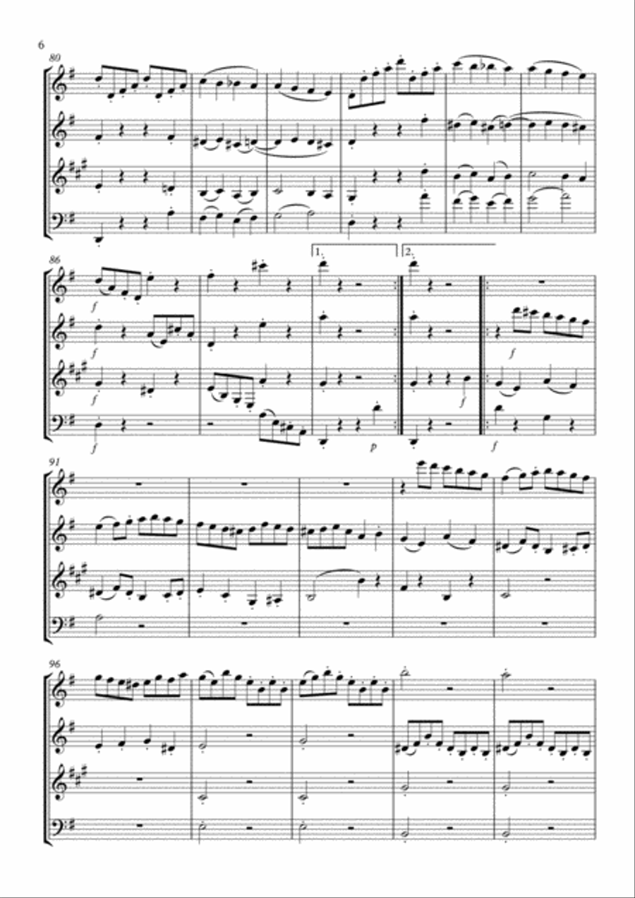 String Quartet in G major. Op.76.No.1 Woodwind Quartet scores gallery preview page 6