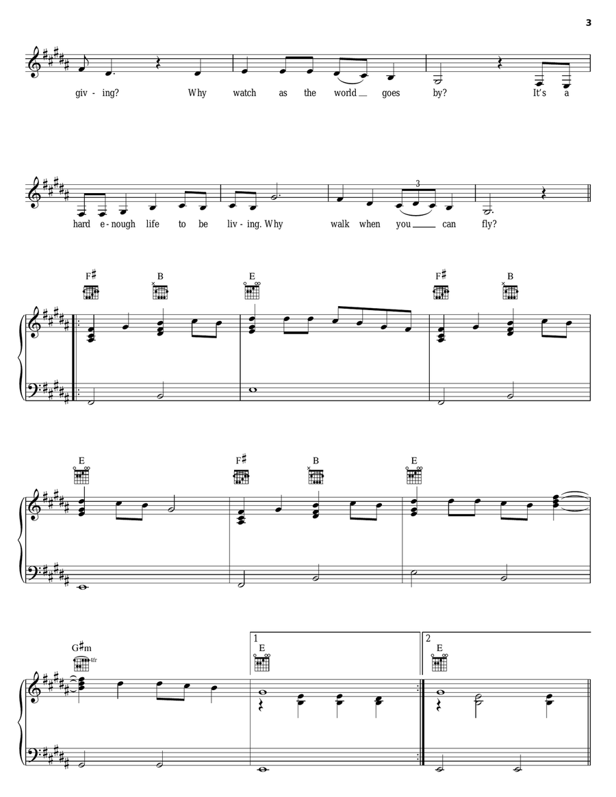 Why Walk When You Can Fly Piano, Vocal, Guitar scores gallery preview page 3