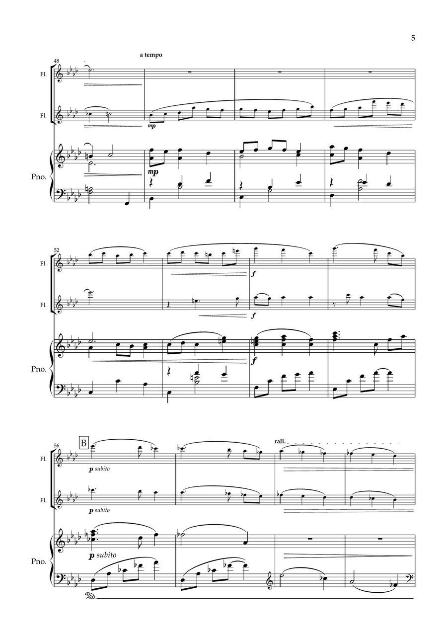 Valse Romantique. Original for Flute Duet and Piano Flute Duet scores gallery preview page 6