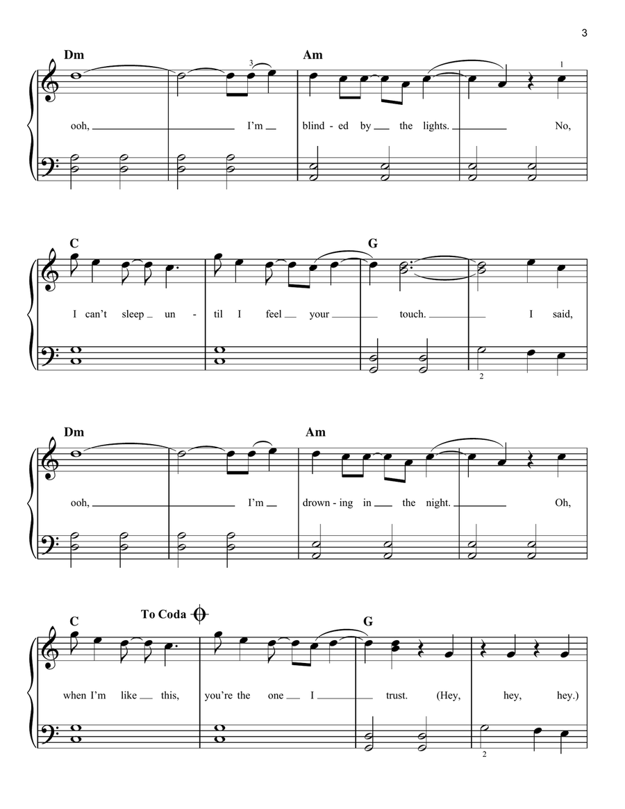 Blinding Lights Blinding Lights Easy Piano scores gallery preview page 3