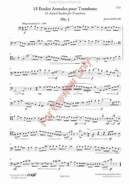 15 Atonal Studies For Trombone image number null