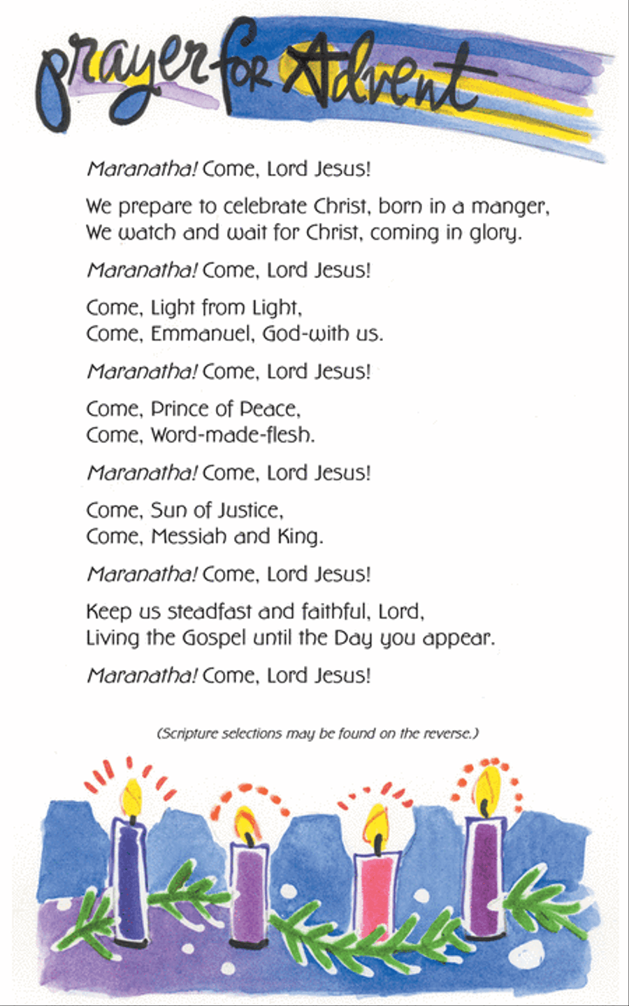 Prayer Card: Table Prayer for Advent Advent scores gallery preview page 1