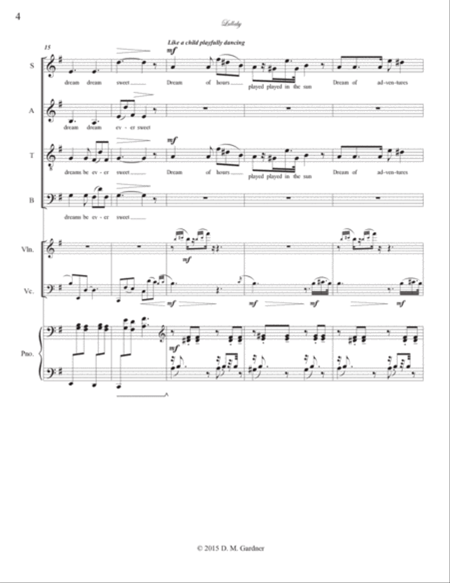 Lullaby (SATB, Piano, Violin and Cello) image number null