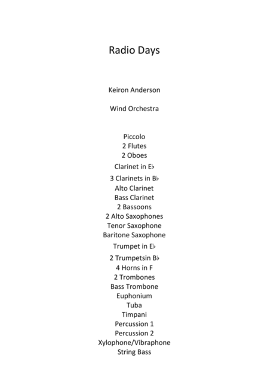 Radio Days Concert Band scores gallery preview page 1
