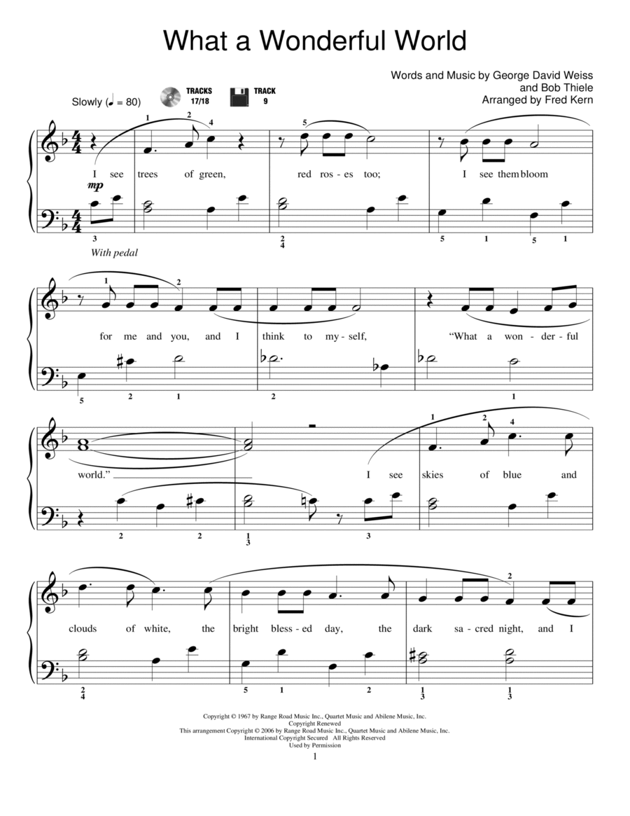 What A Wonderful World Piano scores gallery preview page 1