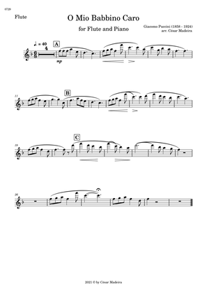 Book cover for O Mio Babbino Caro by Puccini - Flute and Piano (Individual Parts)