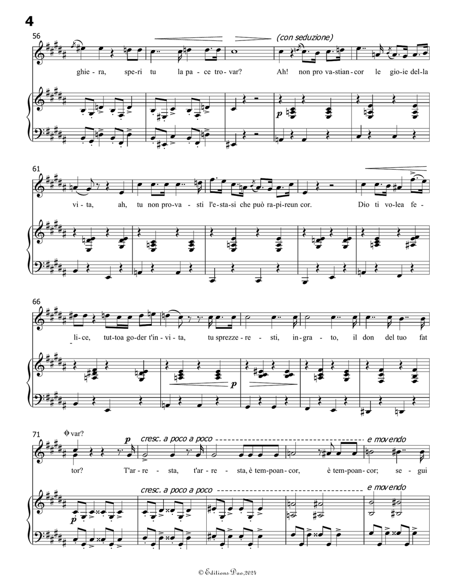 L'ultima notte di un novizio, by Donizetti, A 205, in F sharp Major Piano, Vocal scores gallery preview page 6