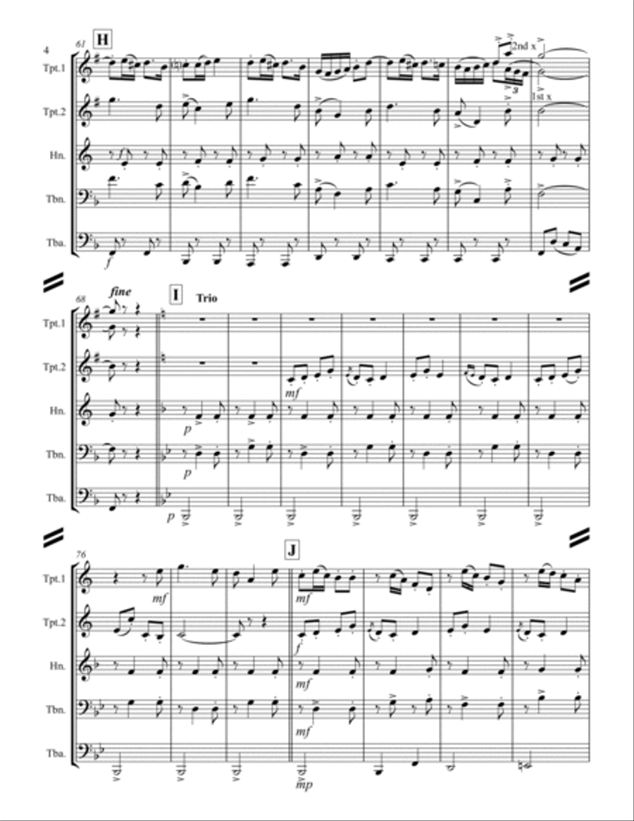 Valdres March (for Brass Quintet) Brass Quintet scores gallery preview page 5