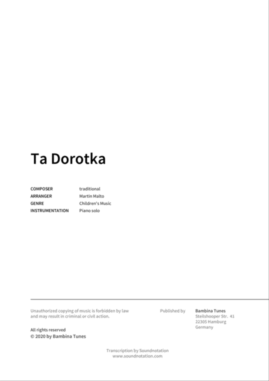 Ta Dorotka Ta Dorotka Piano Solo scores gallery preview page 2