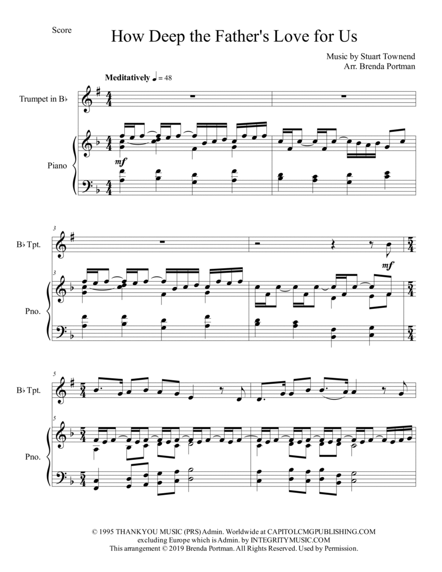How Deep The Father's Love For Us Trumpet Solo scores gallery preview page 1