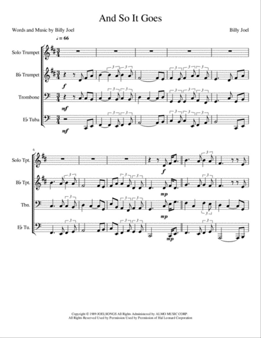 And So It Goes Brass Ensemble scores gallery preview page 1