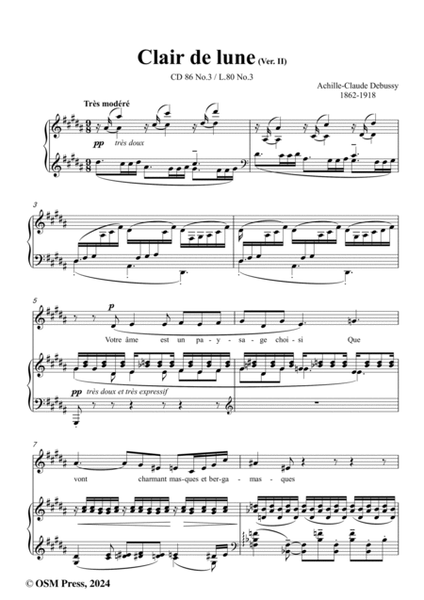 Debussy-Clair de lune(Votre âme est un paysage choisi)(Ver. II),in g sharp minor,CD 86 No.3;L.80 No.