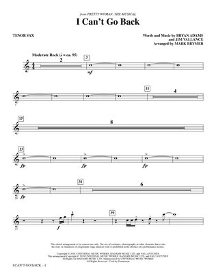 Book cover for I Can't Go Back (from Pretty Woman: The Musical) (arr. Mark Brymer) - Tenor Saxophone