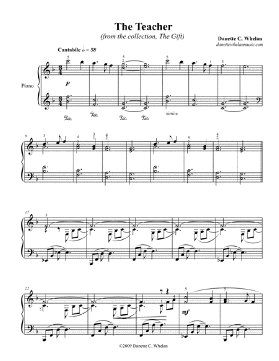 The Teacher Piano Solo scores gallery preview page 1