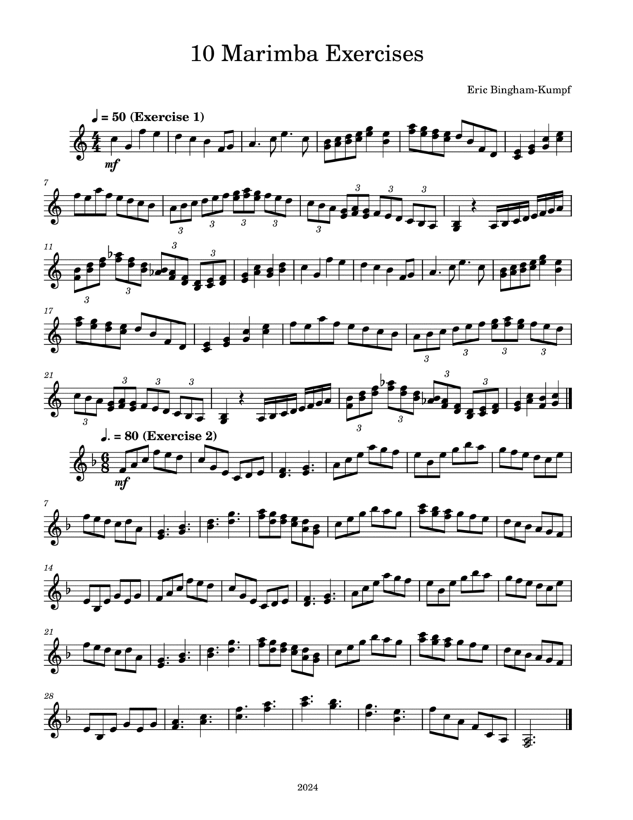 10 Marimba Exercises Marimba scores gallery preview page 1