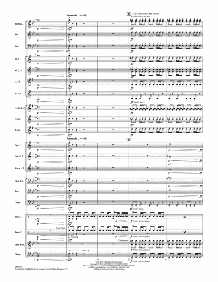 Highlights from Jurassic World: Fallen Kingdom (arr. Michael Brown) - Conductor Score (Full Score)