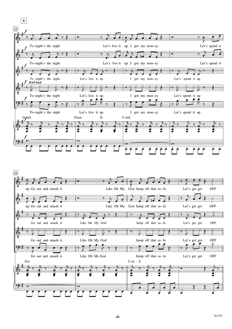I Gotta Feeling Divisi scores gallery preview page 4