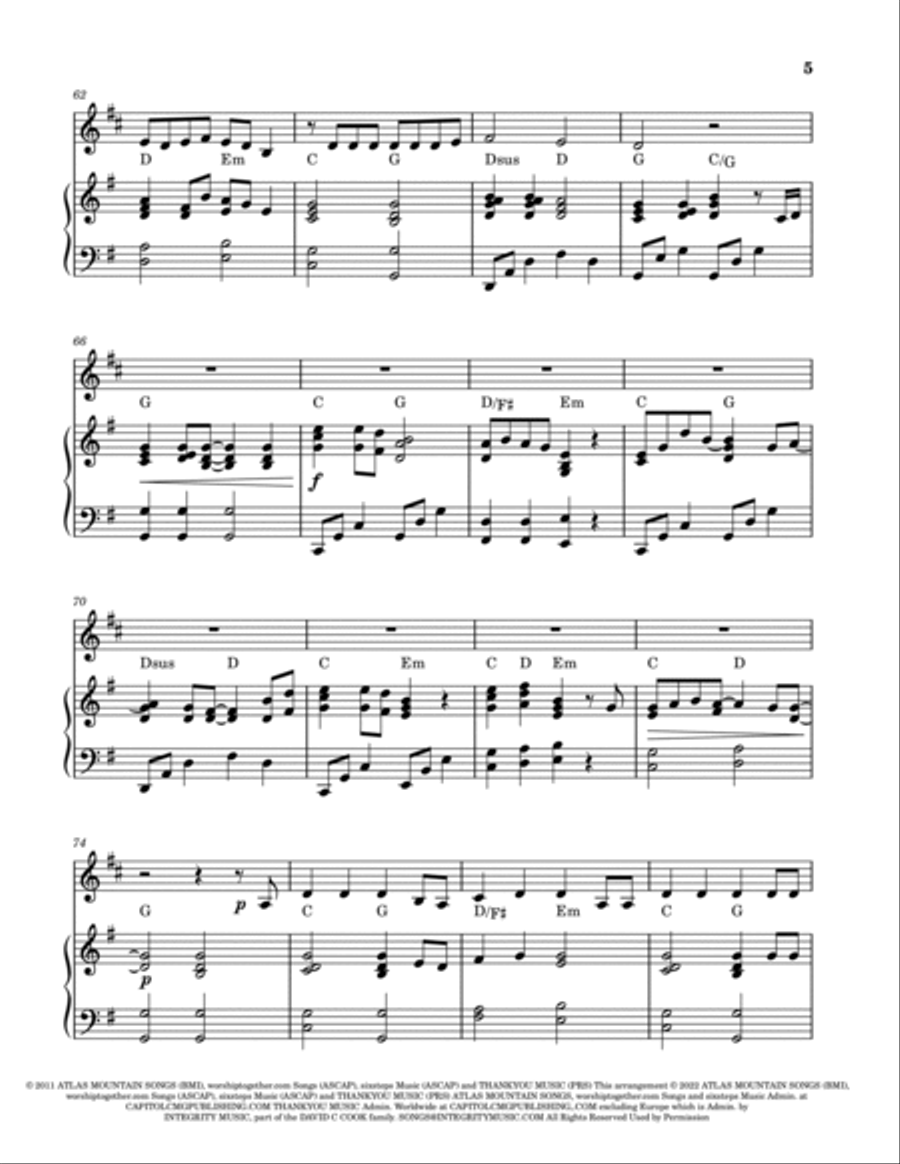 10,000 Reasons (bless The Lord) Piano scores gallery preview page 5