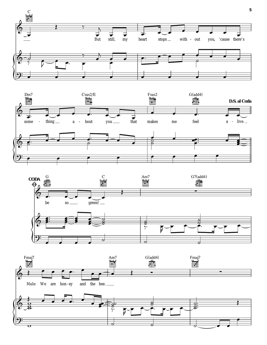 Honey And The Bee Piano, Vocal, Guitar scores gallery preview page 5