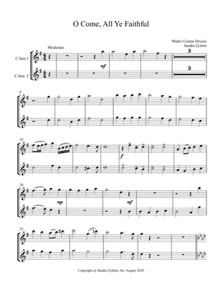 O Come, All Ye Faithful (treble C instrument duet, parts only)
