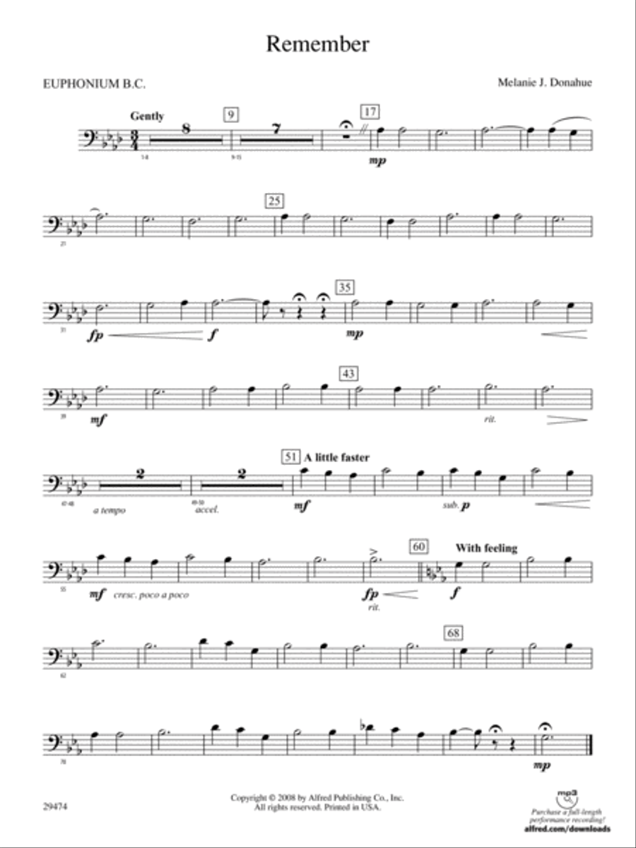 Remember: Baritone B.C. Remember: Baritone B.C. Concert Band scores gallery preview page 1