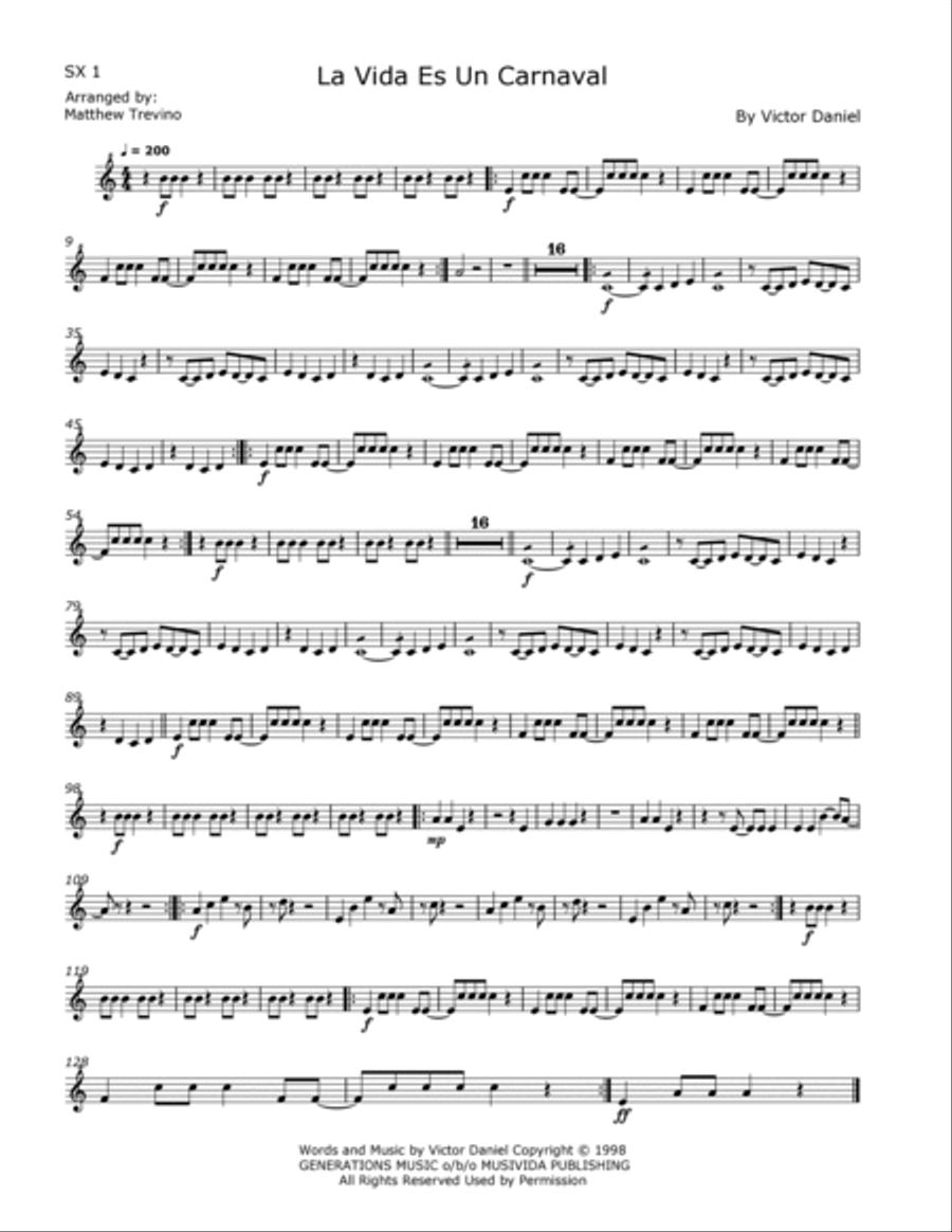 La Vida Es Un Carnaval Percussion Ensemble scores gallery preview page 6