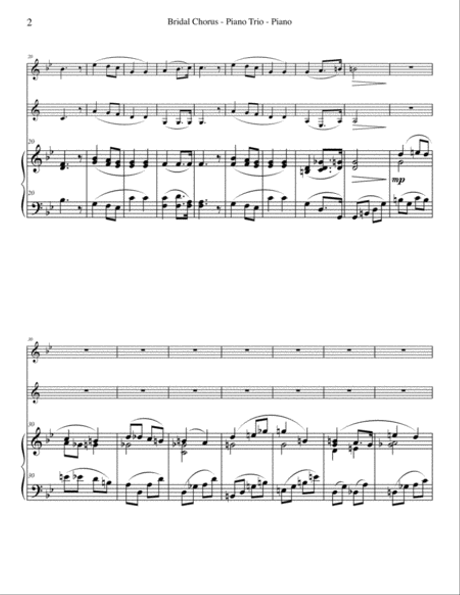 Wagner Bridal Chorus from Lohengrin for Flute, Clarinet & Piano Woodwind Duet scores gallery preview page 2