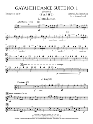 Gayenah Dance Suite No. 1 (Excerpts) (arr. Kenneth Snoeck) - Bb Trumpet 1
