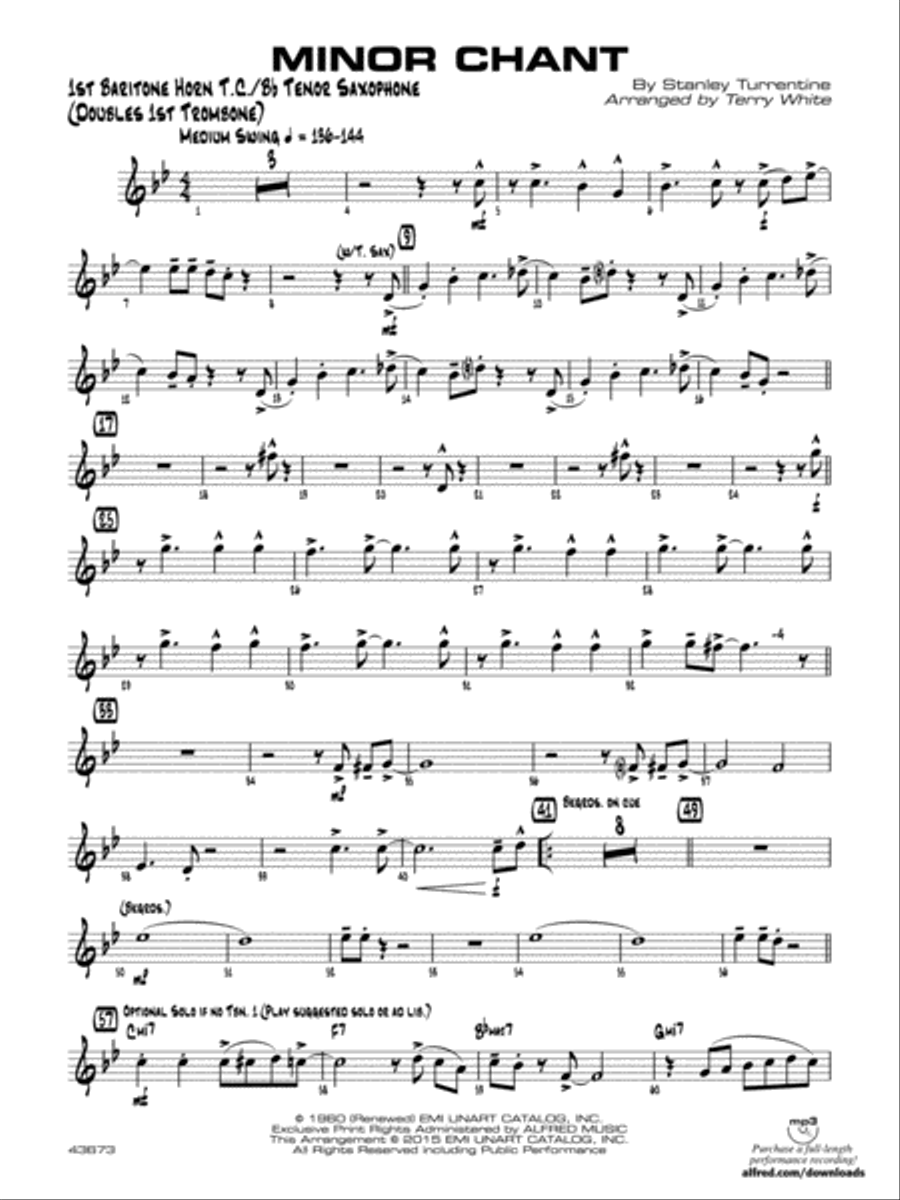 Minor Chant: Baritone T.C. Jazz Ensemble scores gallery preview page 1