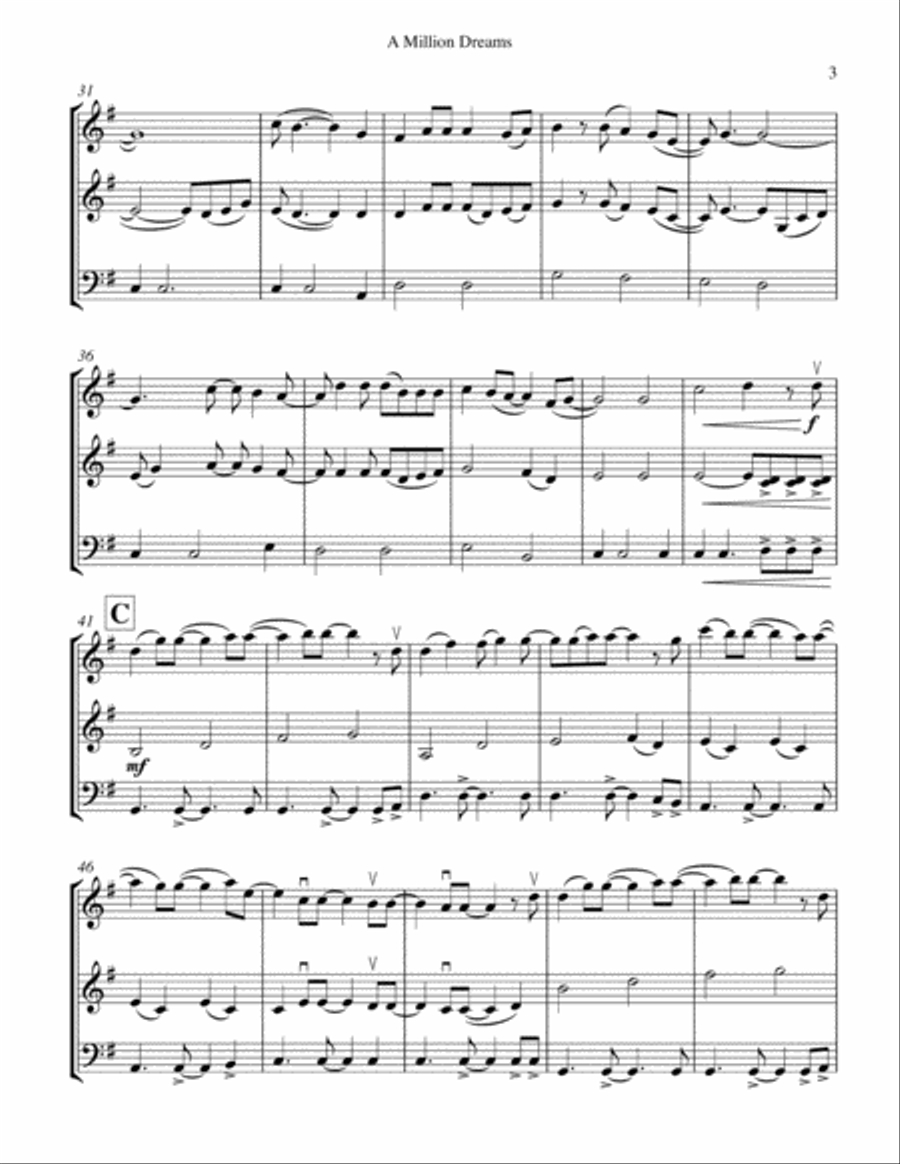 A Million Dreams String Trio scores gallery preview page 4