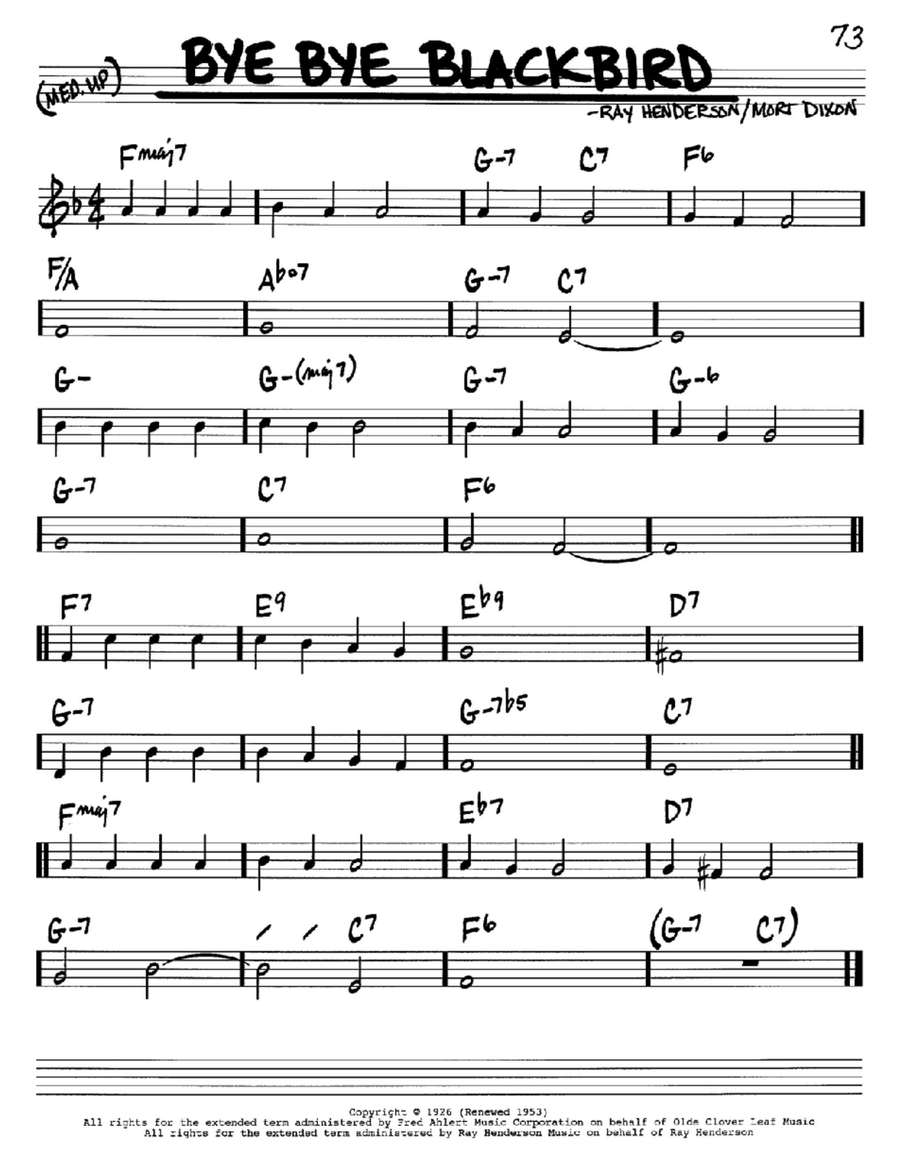 Bye Bye Blackbird Bye Bye Blackbird C Instrument scores gallery preview page 1