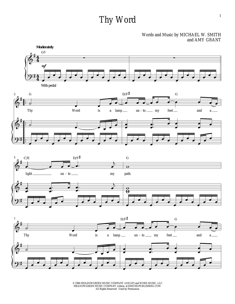 Thy Word Thy Word Piano, Vocal scores gallery preview page 1