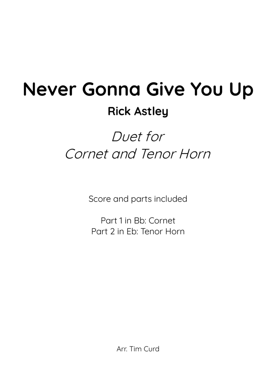 Never Gonna Give You Up Brass Duet scores gallery preview page 1