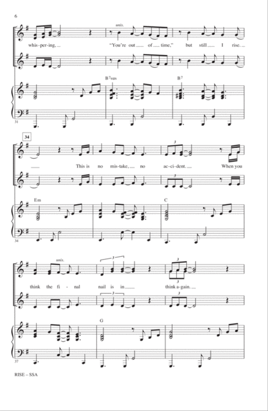 Rise (arr. Mac Huff) SSA scores gallery preview page 5